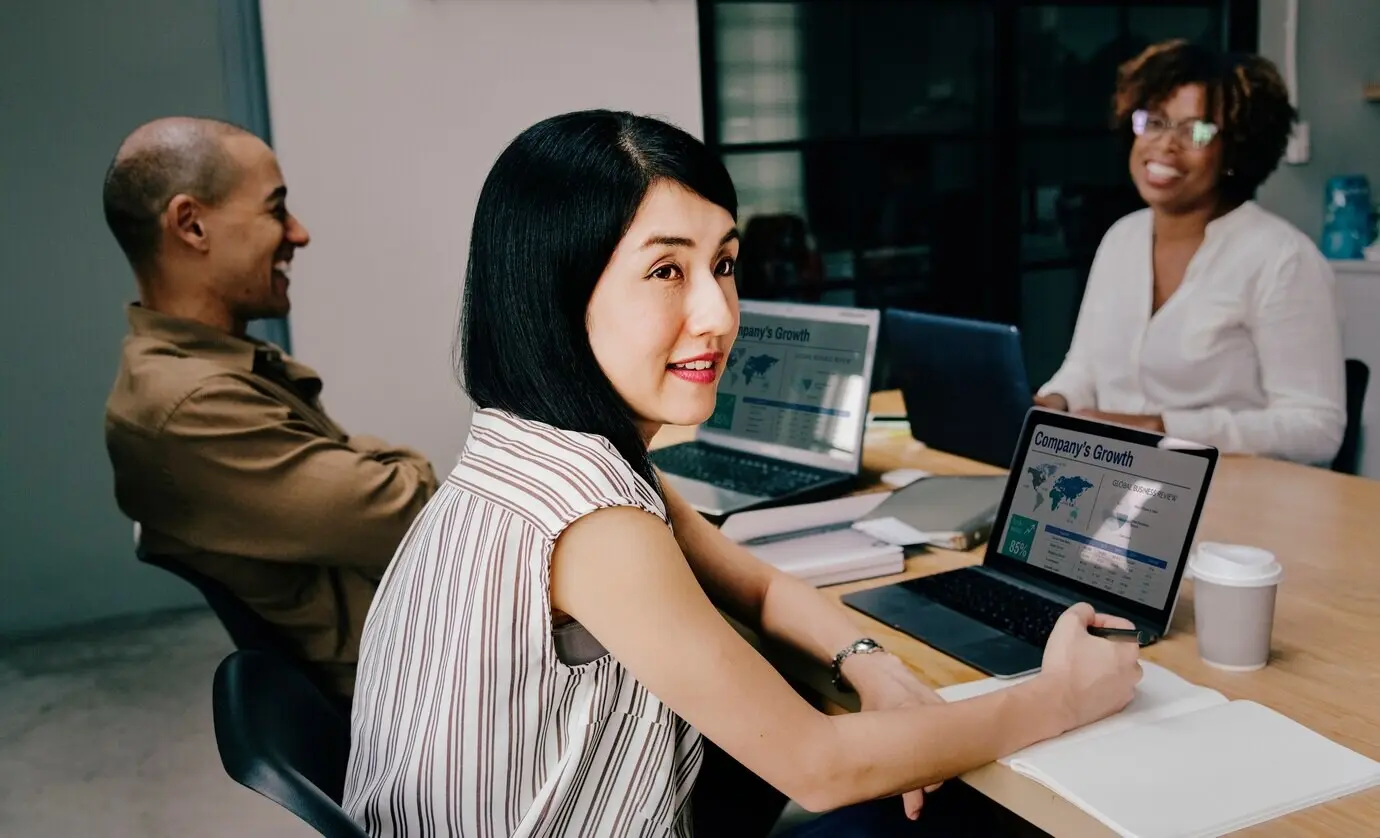 A Japanese woman at a business meeting.